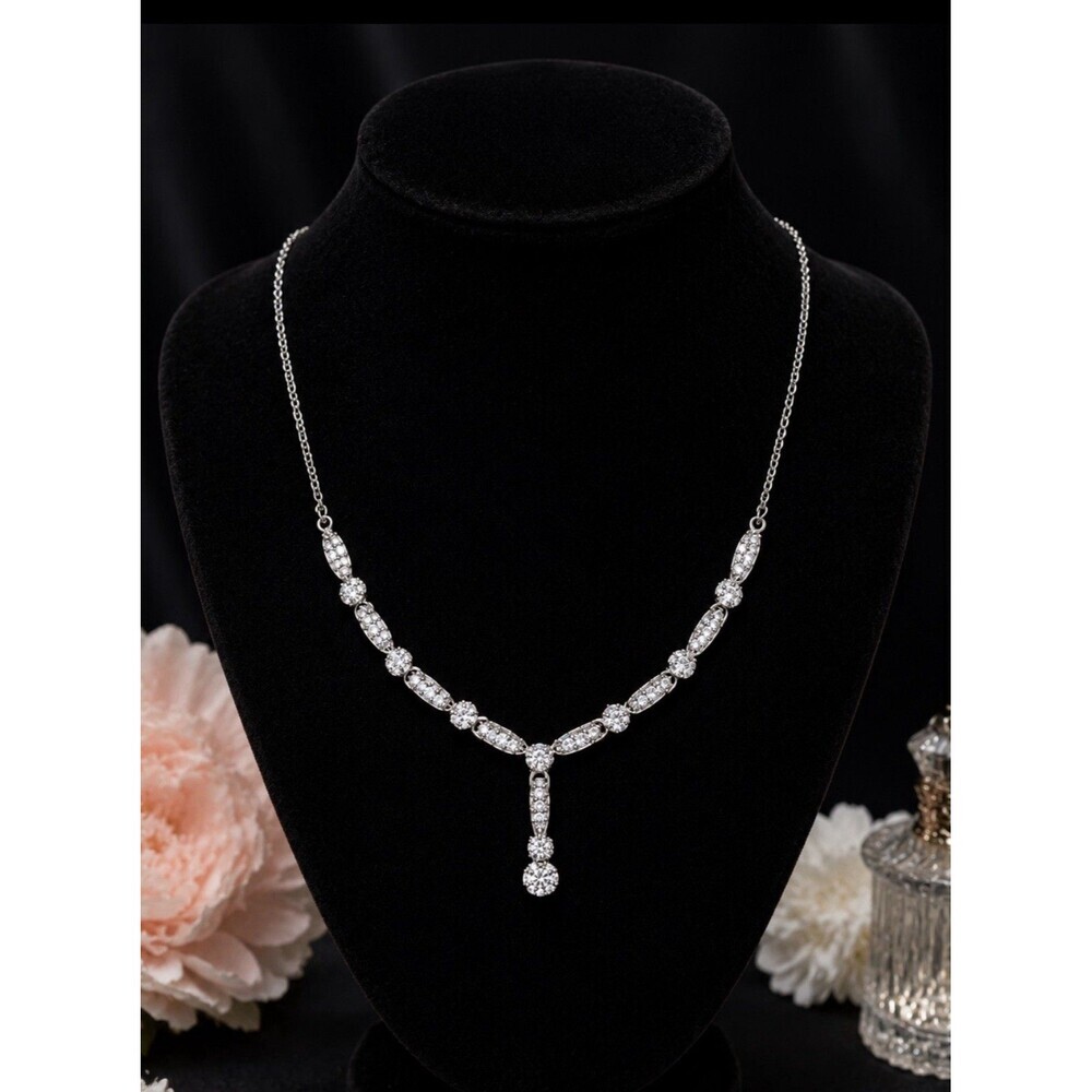 Swarovski Emma Y Necklace Rhodium Plated Silver Tone 19" Crystal Box Certificate